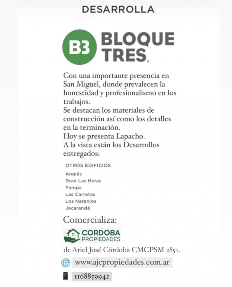 Departamentos en cuotas, Muñiz. 