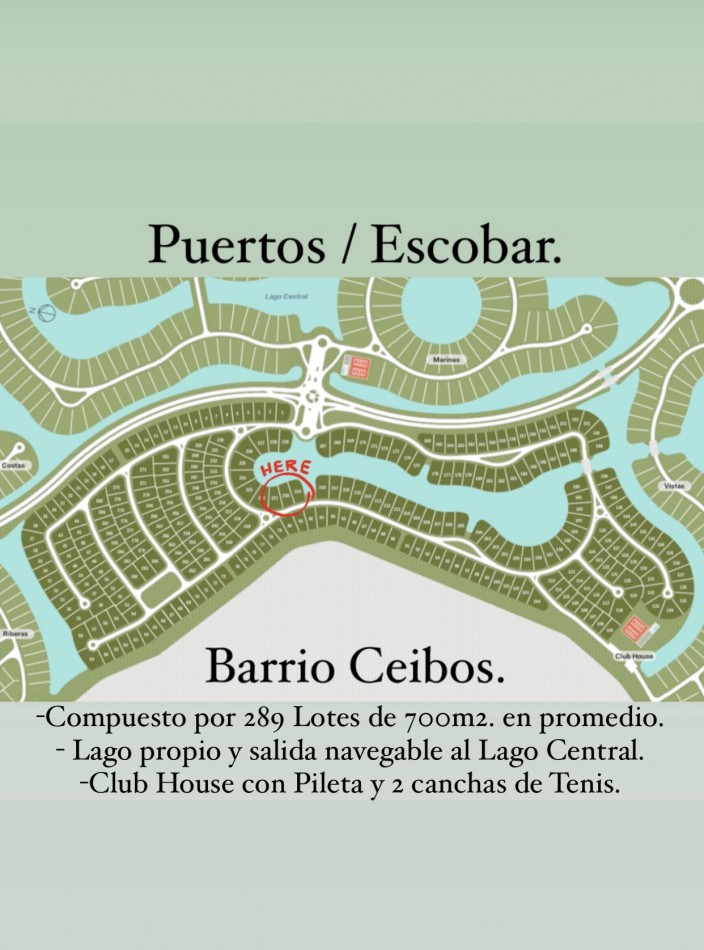 Venta Lote a la Laguna Barrio Ceibos Puertos del Lago.